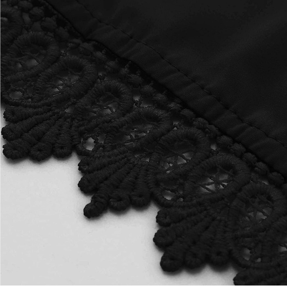 •LOVE...ADY•NWT LITTLE BLACK DRESS WITH CROCHET LACE HEM DETAIL SIZE MEDIUM - Picture 9 of 11